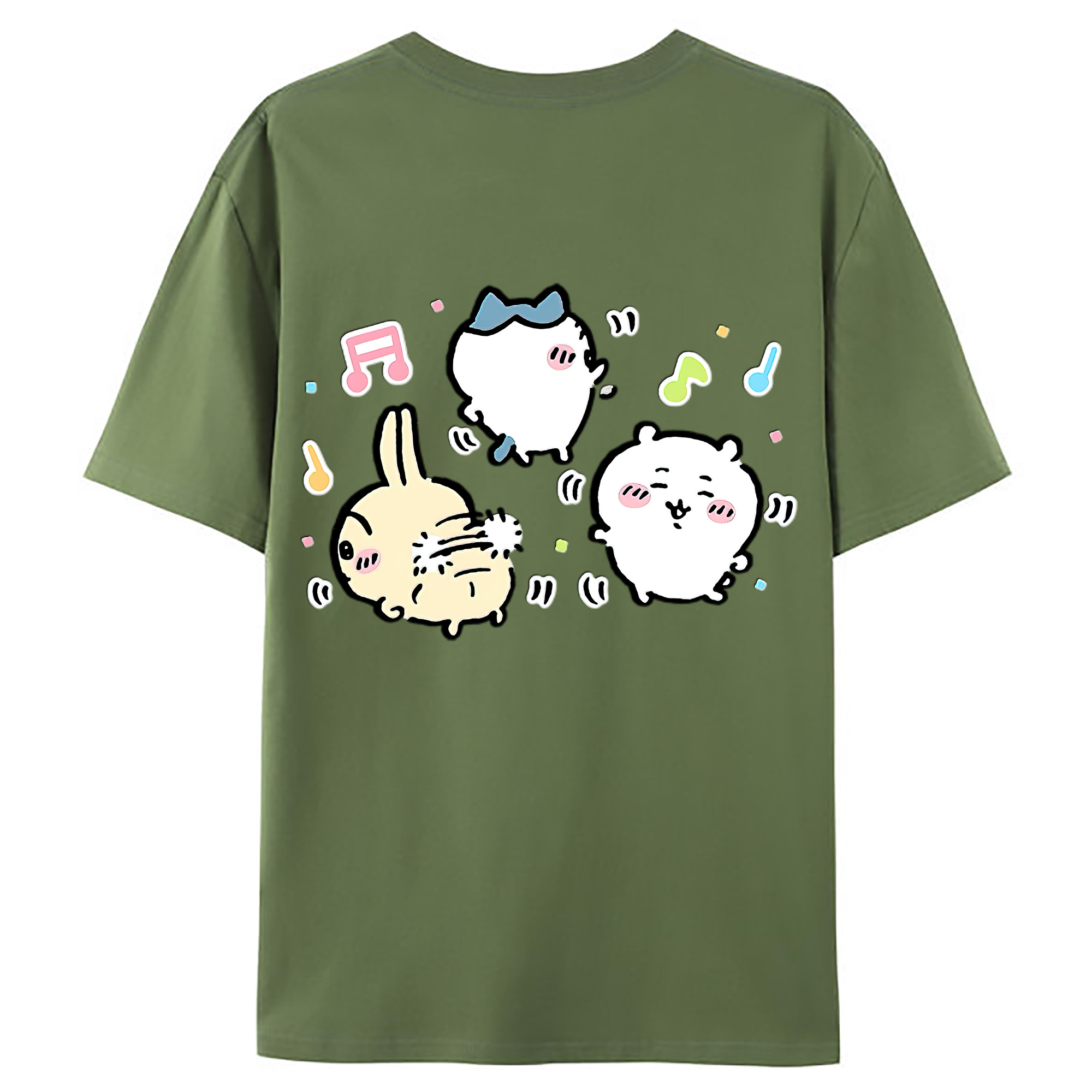 （画像用） ちいかわ うさぎ Chii-kawa usagi 綿100％ メンズ半袖Tシャツ（バックプリント） 通気性